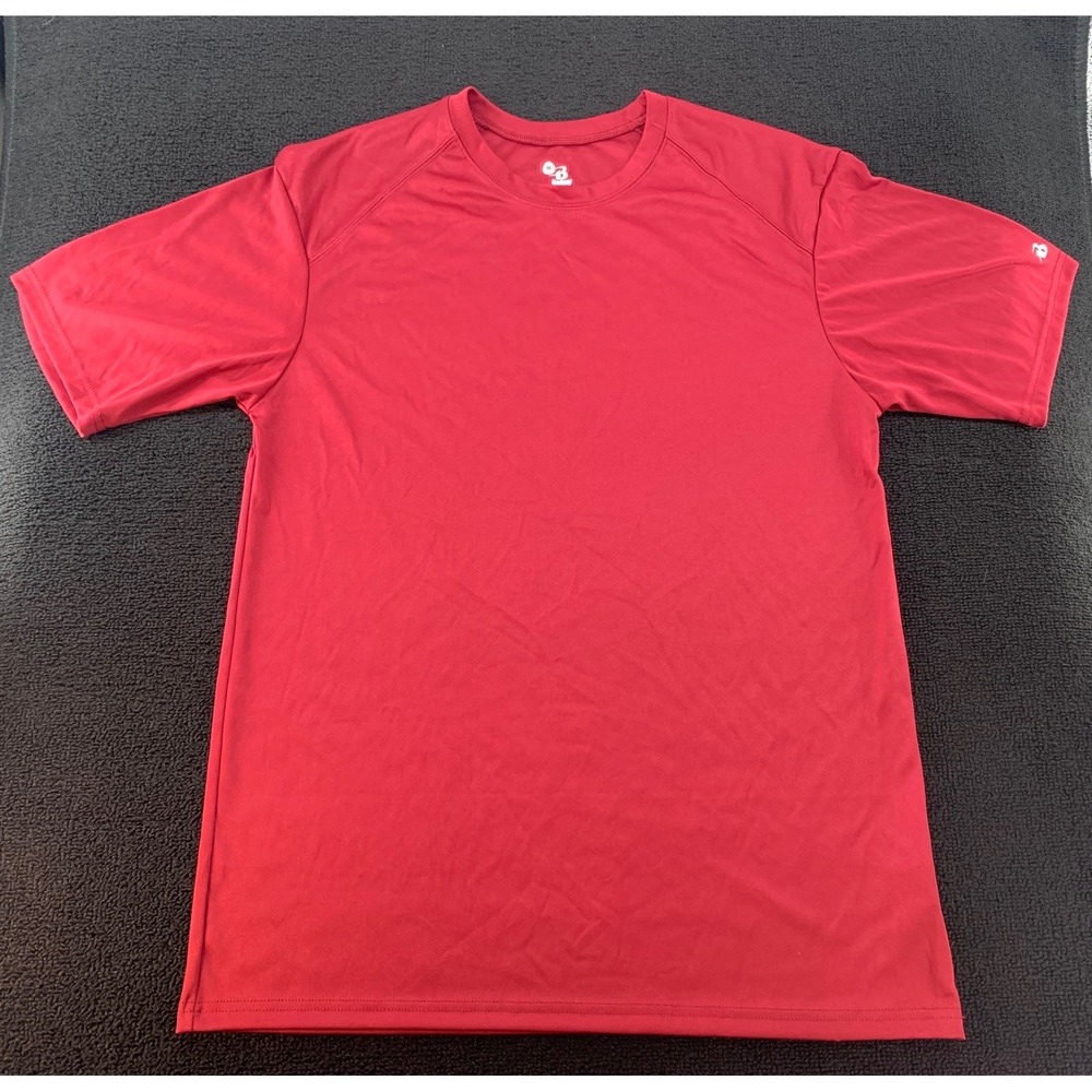 Badger Sport Red Short Sleeve‎ Athletic T Shirt Mens Medium Polyester